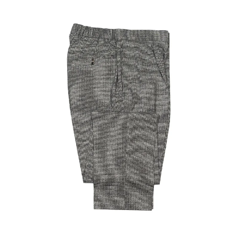 Men's designer navy tuxedo for office party -Easy pants in grey puppytooth wool flannel (separates)