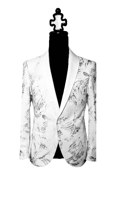 Men's designer tuxedo for corporate evening party -Elegance Tuxedo with Silver Brush Designs