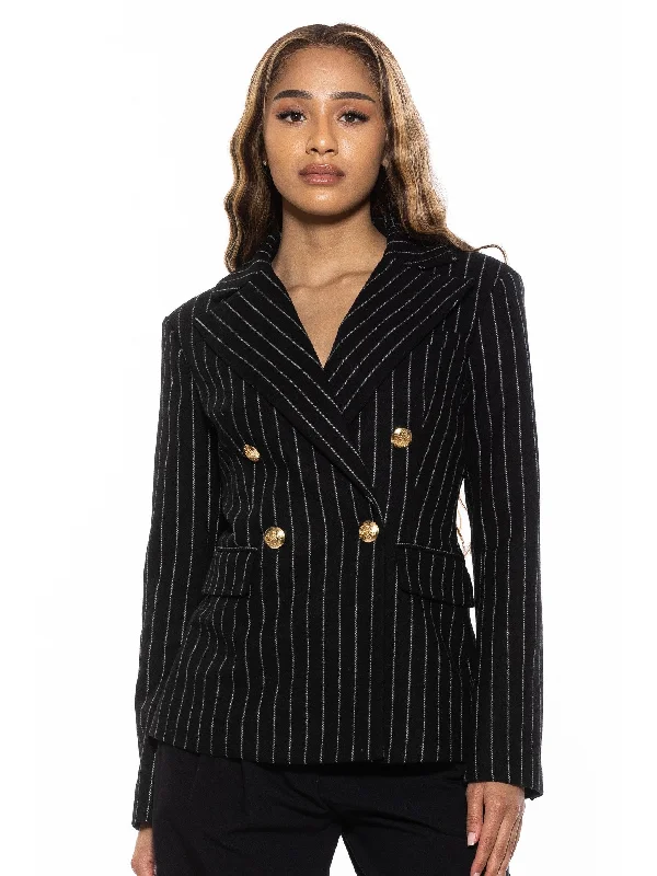 Men's wool tuxedo jacket for evening office party -Farrah Stripe Blazer