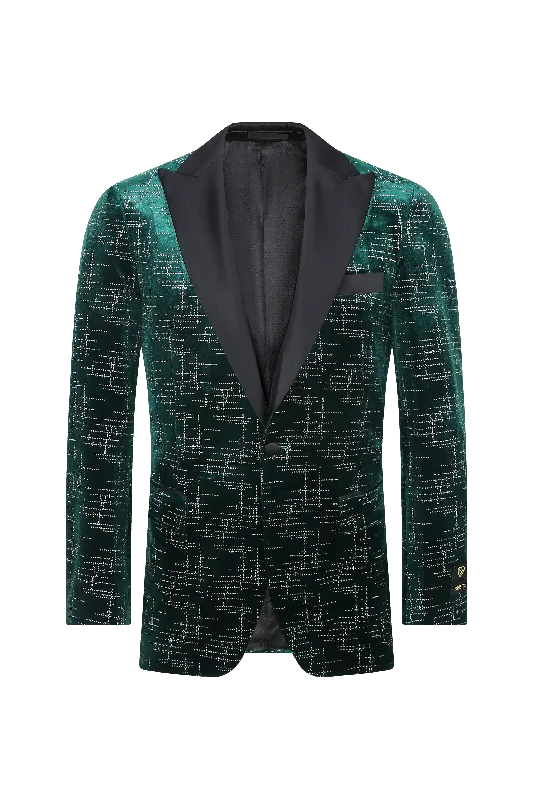 Men's wool tuxedo for corporate meeting -Emerald Luxe Velvet Blazer