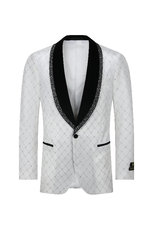 Best tuxedo for business reception and gala -Diamond White Tuxedo Blazer