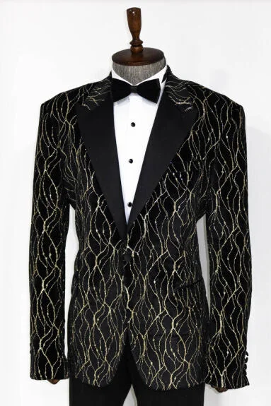 Men's premium tuxedo for corporate gala -Gold vercini blazer