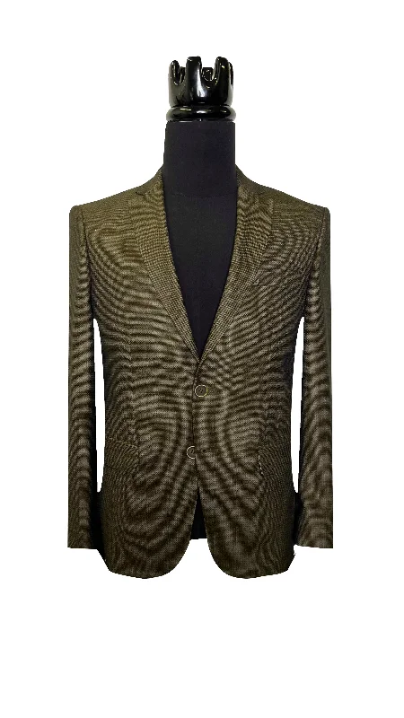 Men's designer tuxedo for office wear -Olive Slim Flit Blazer