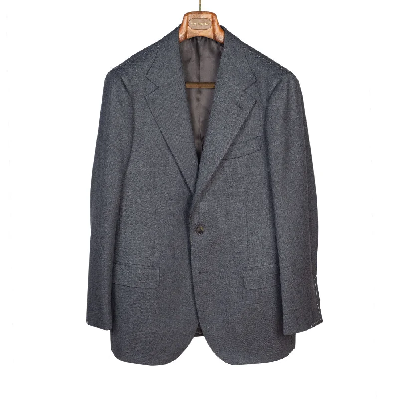 Men's tailored tuxedo jacket for wedding dinner -x Sartoria Carrara: Grey suit in Dugdale cavalry twill wool 14/15oz