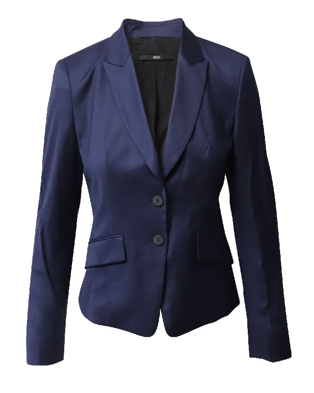 Men's tailored tuxedo for corporate event -Hugo Boss Single Breasted Blazer in Blue Wool