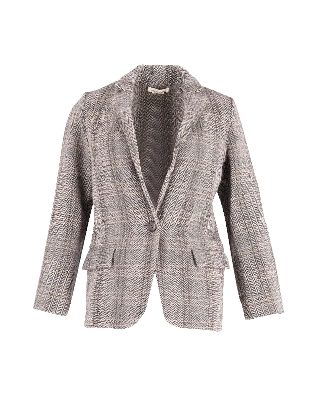 Men's premium tuxedo for business reception -Isabel Marant Etoile Charly Herringbone Blazer in Multicolor Wool