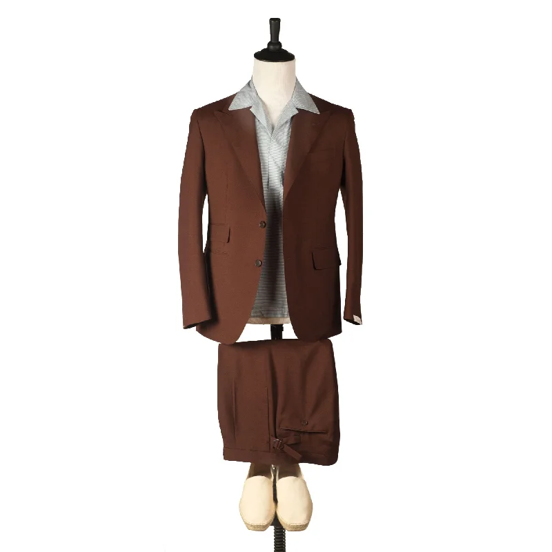 Men's tailored tuxedo jacket for wedding evening -Jacket in chocolate brown tropical wool (separates)