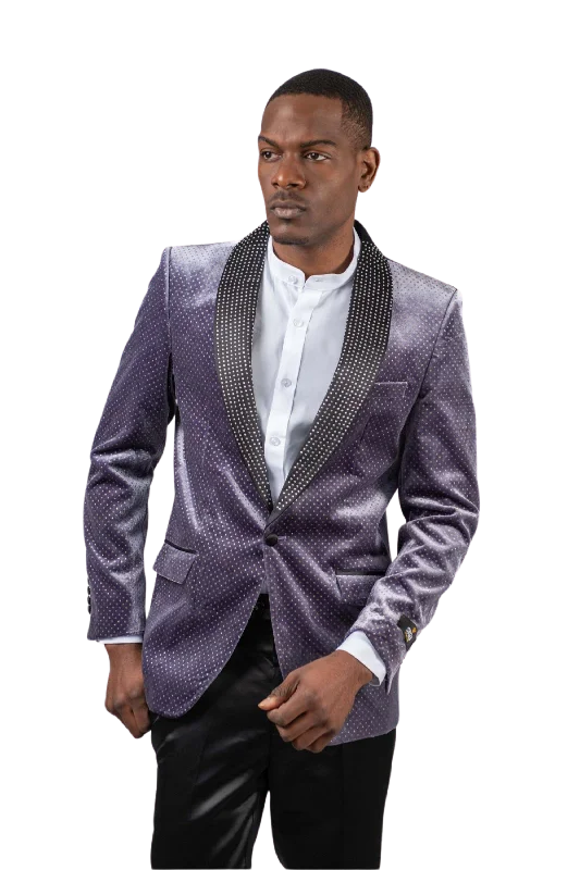 Men's designer tuxedo for evening office event -Velvet Texture Sport Coat -Lilac