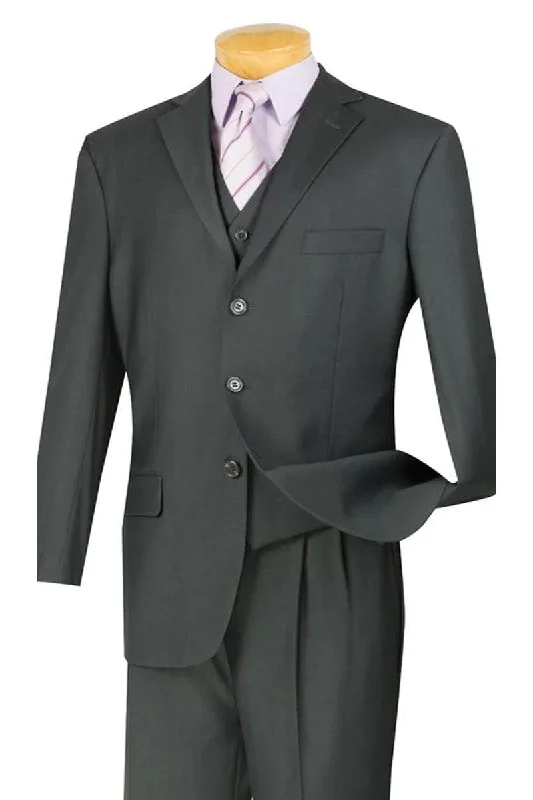 Best tuxedo for business dinner meetings -"Classic Charcoal Vested Suit: Fortino Landi, Timeless Menswear"