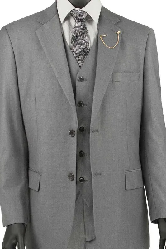 Men's luxury grey tuxedo for formal dinner -Vinci Grey 2-Button Vested Suit: Timeless Classic for Modern Men