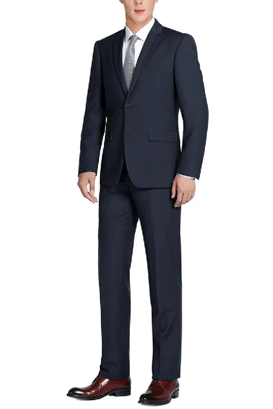 Men's tailored tuxedo jacket for formal event -Men's Renoir Dark Navy Classic-Fit 2-Btn Suit w/ Opt. Vest