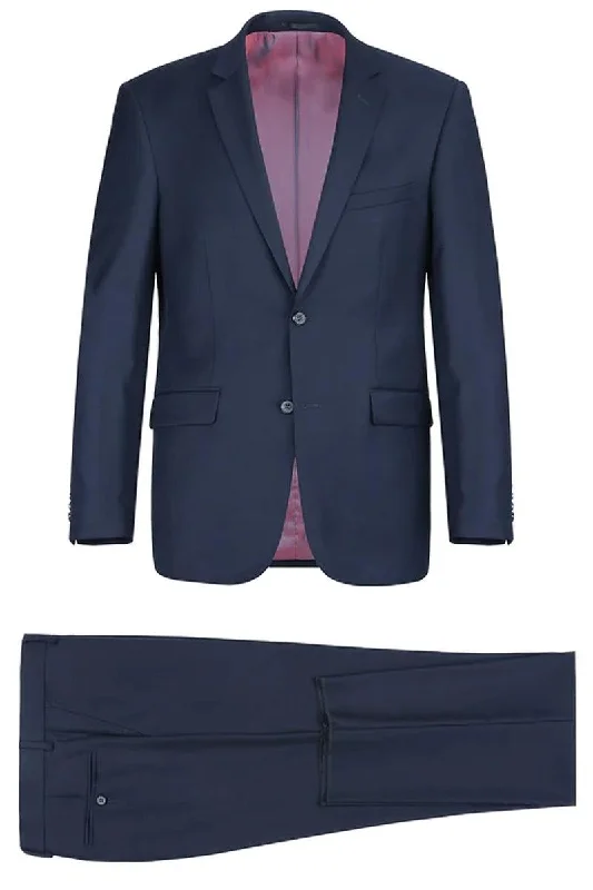 Men's formal tuxedo for business lunch event -Renoir Indigo Wool Suit Set: Two-Button Classic Fit + Optional Vest