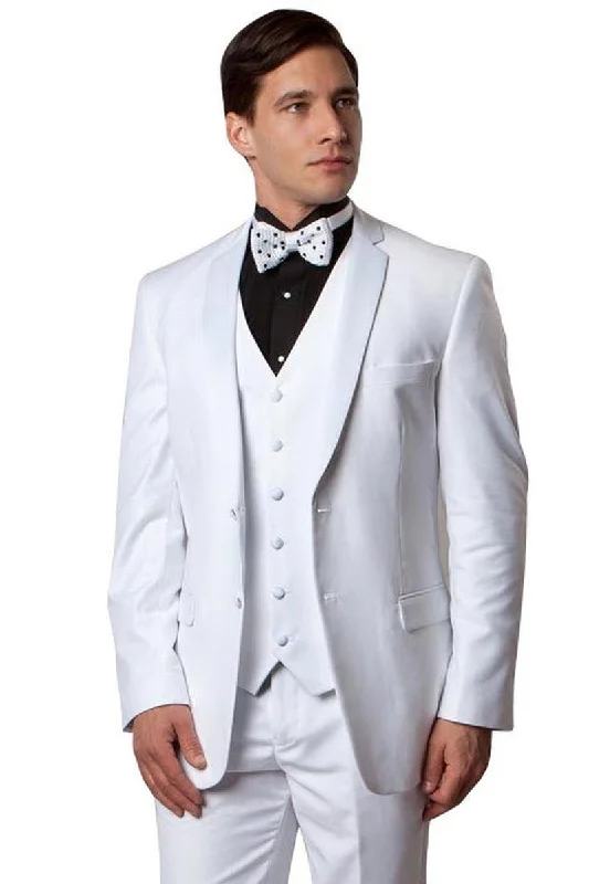 Men's slim fit tuxedo for wedding reception party -Bryan Michaels White Two-Button Notch Vested Tuxedo | Classic Men's Formal Ensemble