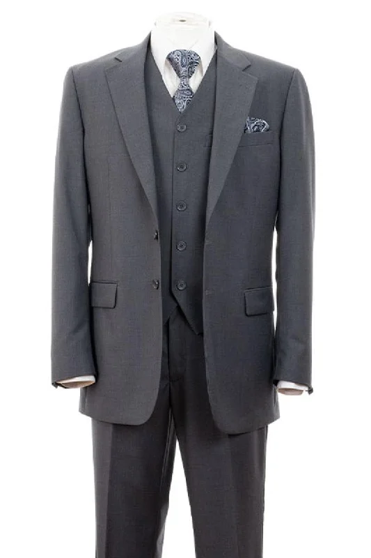 Best tuxedo for business reception and gala -Modern Fit Vested Suit: Fortino Landi Grey 2-Btn