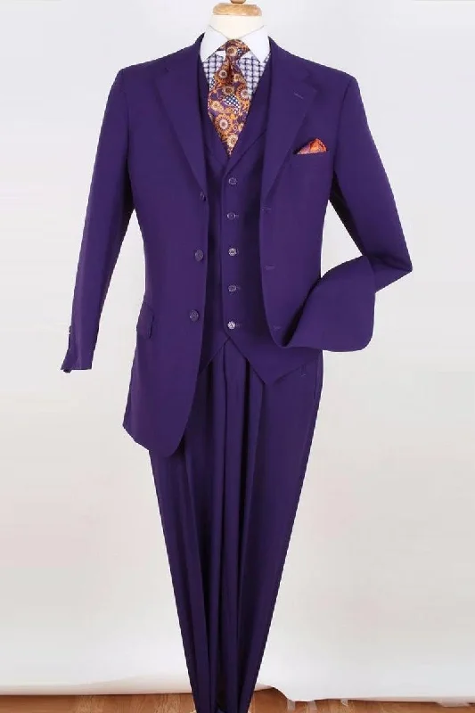 Best tuxedo for business reception and gala -Apollo King Men's Purple Classic Fit Vested Suit