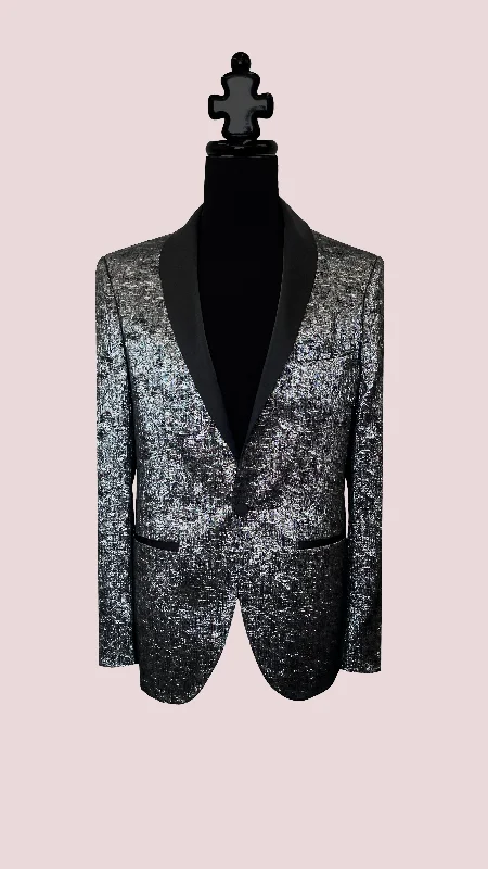 Men's tailored tuxedo jacket for formal event -Men's Tuxedo Blazer with Jacquard Lining by Vercini