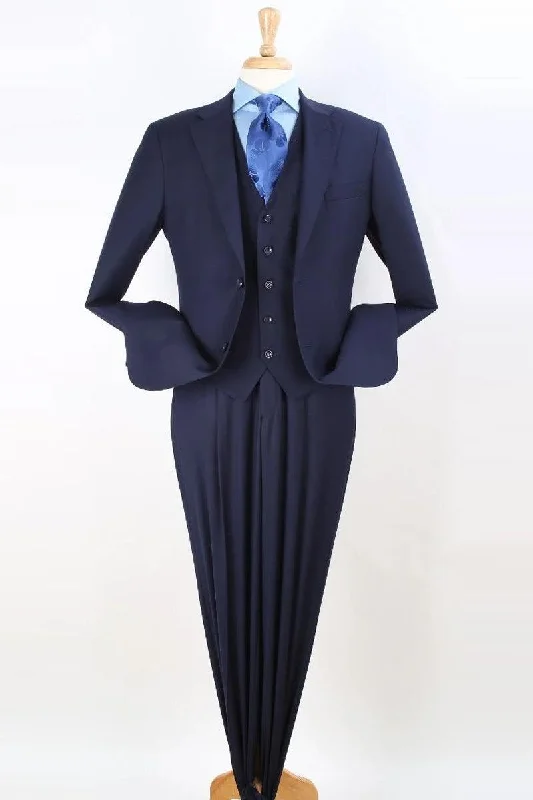 Men's slim fit tuxedo for formal gala dinner -Apollo King Classic Fit Vested Suit w/ Pleated Pants - Navy