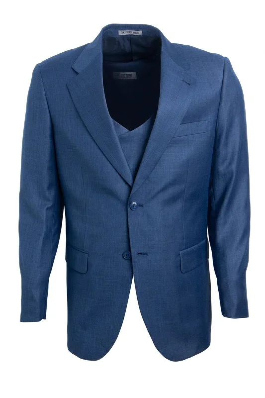 Men's modern tuxedo jacket for business gala -Menswear Classic: Stacy Adams Sharkskin 2-Button Suit in Blue