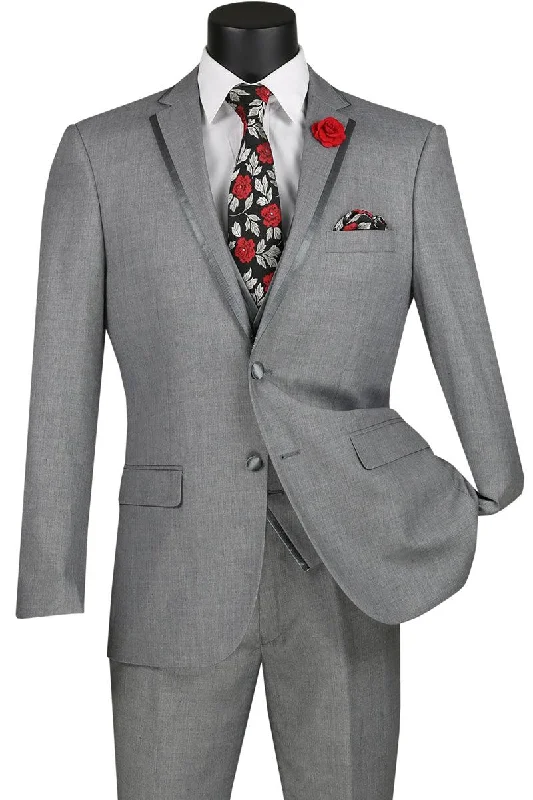 Men's slim fit tuxedo for corporate evening events -Vinci Grey Vested Tuxedo - A Classy Wedding Trim