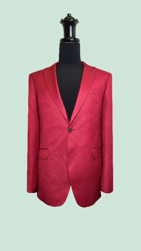 Men's designer tuxedo for corporate evening party -Men's Vibrant Red Blazer by Vercini