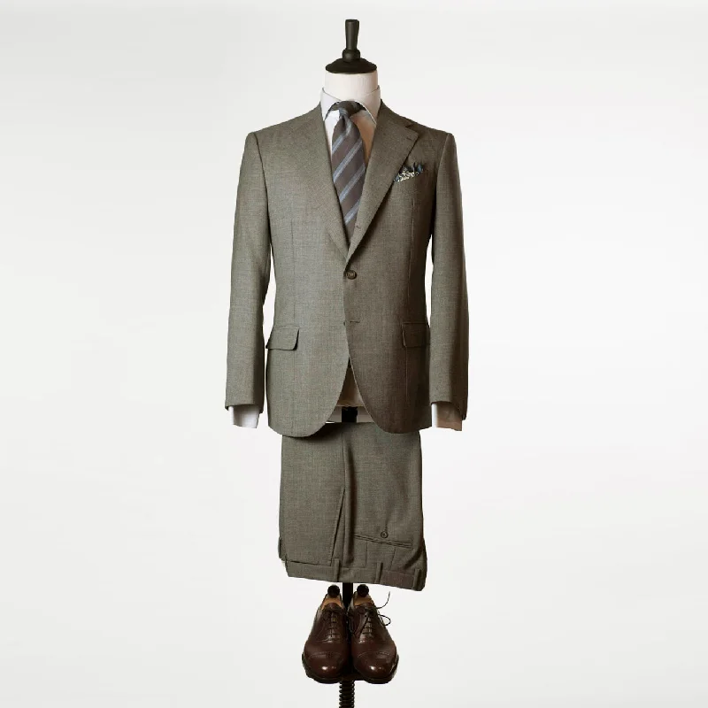 Men's slim fit tuxedo jacket for office wedding event -Minnis grey Fresco single breasted suit, 9/10oz wool