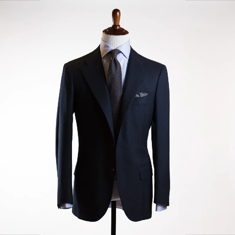 Men's modern tuxedo for black tie events -Navy birdseye single breasted suit, 10/11oz wool