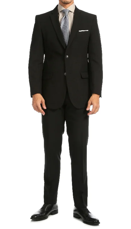 Men's wool tuxedo jacket for evening office party -PL1969 Mens Black Slim Fit 2pc Suit