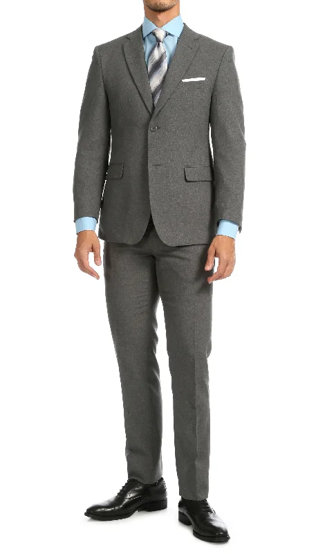 Men's premium tuxedo for corporate gala -PL1969 Mens Heather Grey Slim Fit 2pc Suit