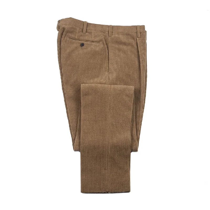 Men's elegant tuxedo for wedding and formal events -Pleated trousers in camelhair & cotton corduroy