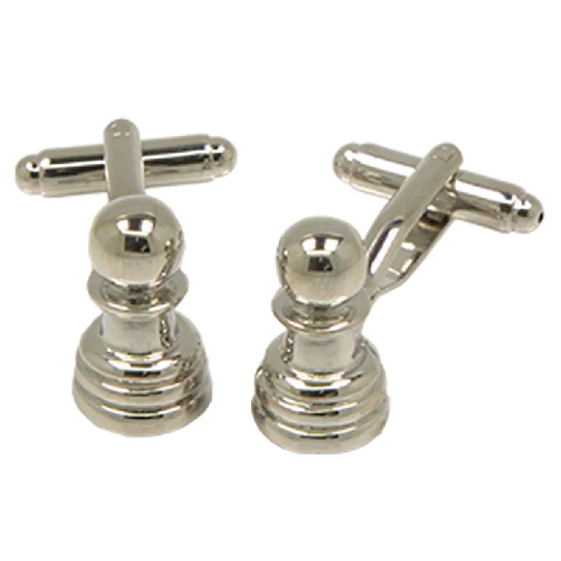 Men's luxury tuxedo jacket for wedding event -Silvertone Novelty Pawn Chess Piece Cufflinks with Jewelry Box