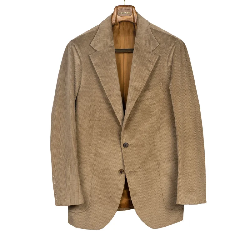 Men's slim fit tuxedo jacket for corporate events -x Sartoria Carrara: Sport coat in tan Loro Piana cotton and wool corduroy (separates)