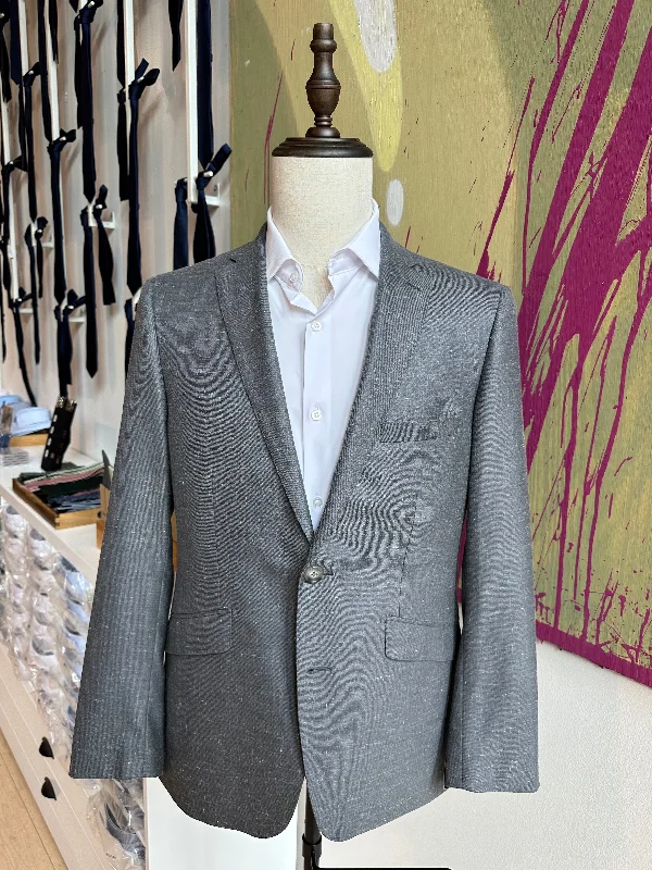 Men's luxury tuxedo jacket with satin lapels -Textured Light Gray Premium Blazer