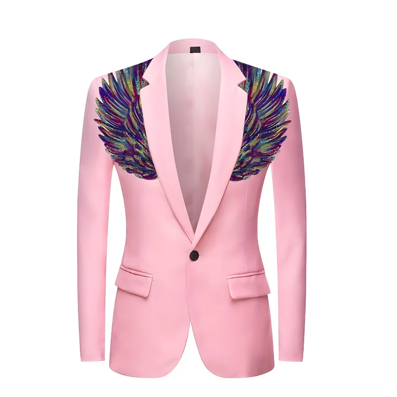 Men's elegant tuxedo jacket with satin lapels -The Cherub Slim Fit Blazer Suit Jacket - Pink