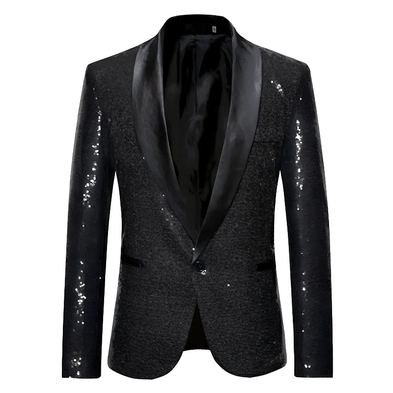 Men's designer tuxedo for dinner gala -The Crystal Slim Fit Blazer Suit Jacket - Jet Black