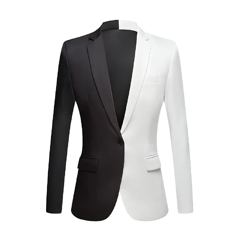 Men's modern tuxedo with satin lapels for formal business events -The Geoffrey Splice Slim Fit Blazer Suit Jacket