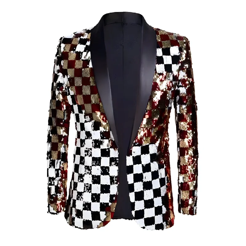 Men's tailored tuxedo for black tie wedding party -The Mikel Slim Fit Sequin Blazer Suit Jacket