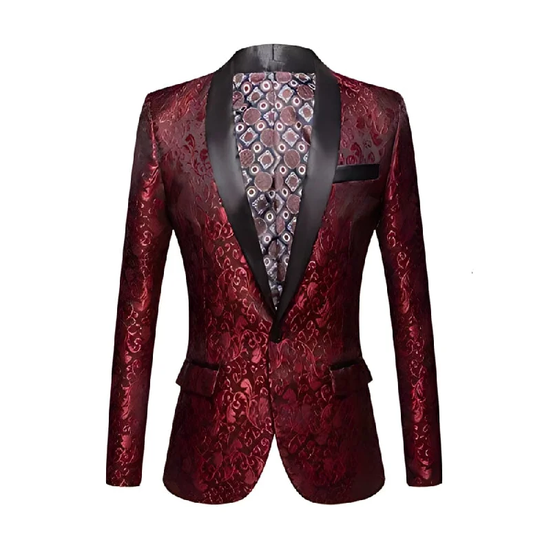 Men's classic black tuxedo jacket for office gala -The Talbot Slim Fit Blazer Suit Jacket -  Burgundy