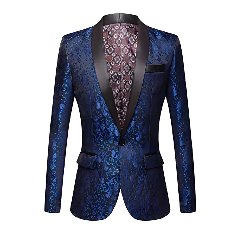 Men's luxury grey tuxedo jacket for evening events -The Talbot Slim Fit Blazer Suit Jacket - Cobalt