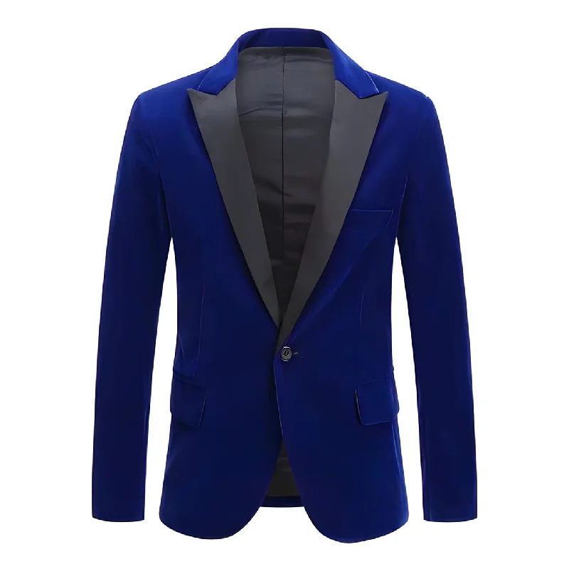 Men's slim fit tuxedo for wedding reception party -The Xavier Slim Fit Velvet Blazer Suit Jacket - Cobalt Blue