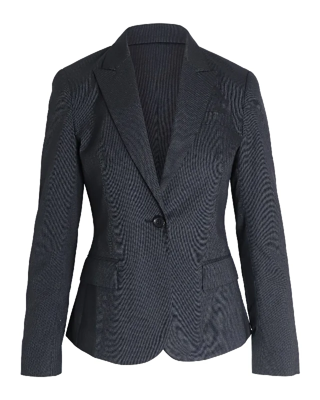 Men's designer tuxedo with satin collar for events -Theory Single-Breasted Blazer in Black Wool