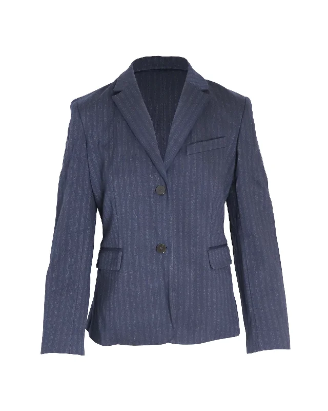 Men's wool tuxedo jacket for wedding reception -Theory Stripe Blazer in Navy Blue Viscose