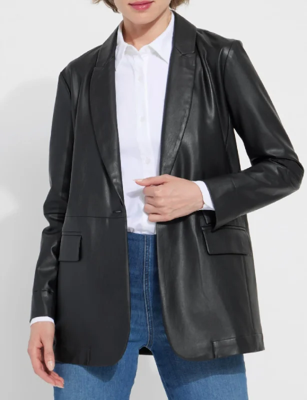 Men's premium tuxedo jacket for evening event -Vegan Eira Blazer In Black