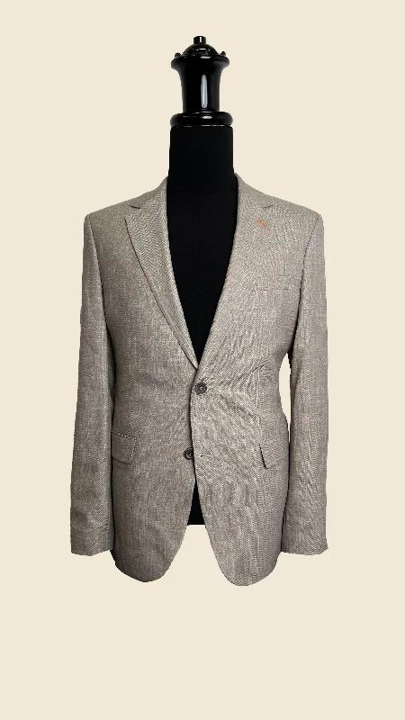 Men's designer tuxedo with satin collar for events -Vercini Modern Classic Taupe Wave Men's Blazer