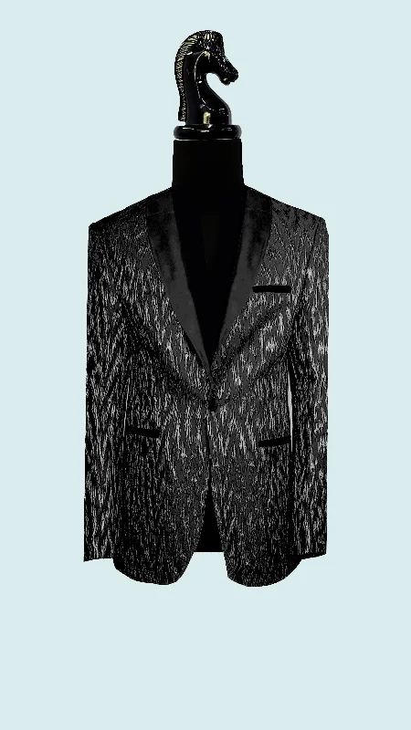 Men's luxury black tuxedo jacket for wedding events -Vercini Onyx Elegance Tuxedo Blazer