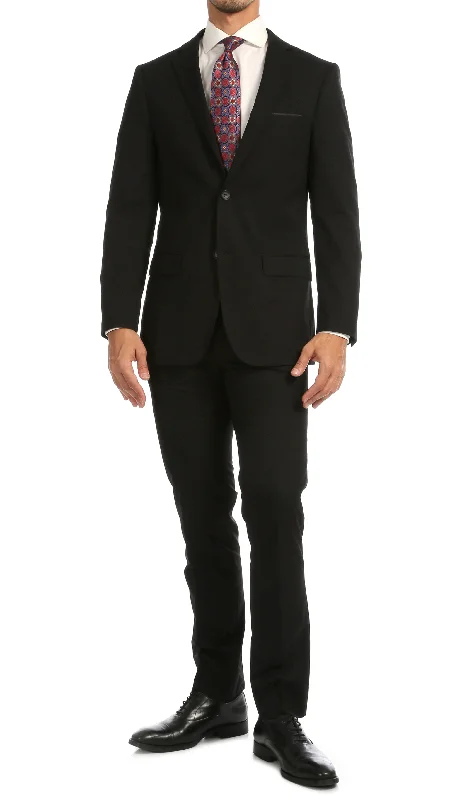 Men's formal tuxedo jacket with satin lapels for gala -Windsor Black Slim Fit 2pc Suit