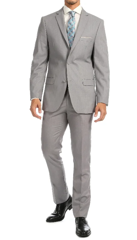 Men's tailored tuxedo jacket for black tie event -Windsor Light Grey Slim Fit 2pc Suit