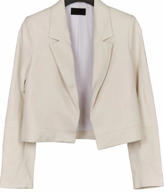 Men's formal tuxedo with satin finish for office dinner -Wynn Crop Leather Blazer In Ivory