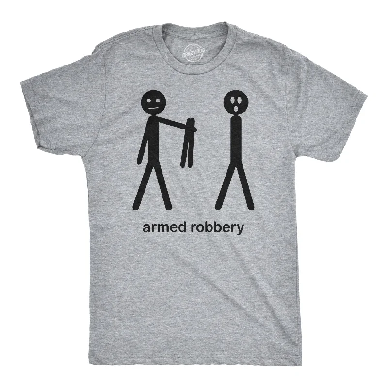 Men’s checkered cotton shirt for office -Armed Robbery Stick Figure Men's T Shirt