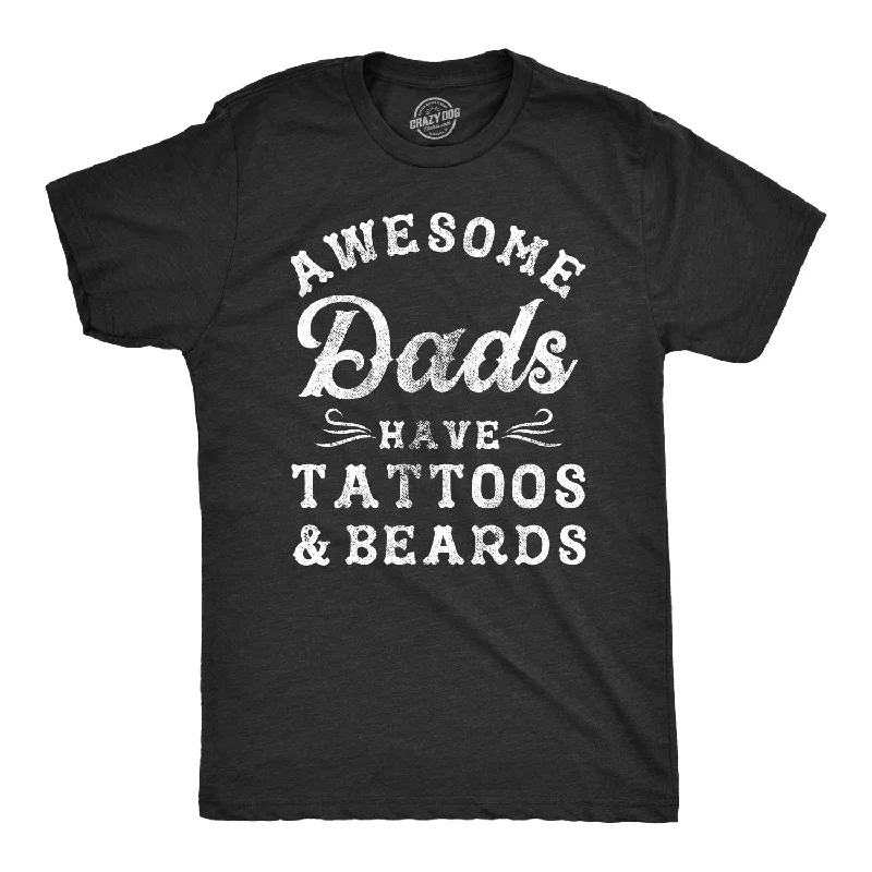 Men’s plaid shirt for casual workwear -Awesome Dads Have Tattoos And Beards Men's T Shirt