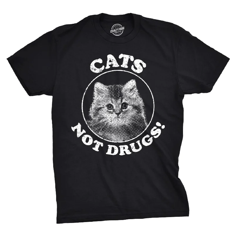 Men’s business plaid button-up shirt for work -Cats Not Drugs Men's T Shirt